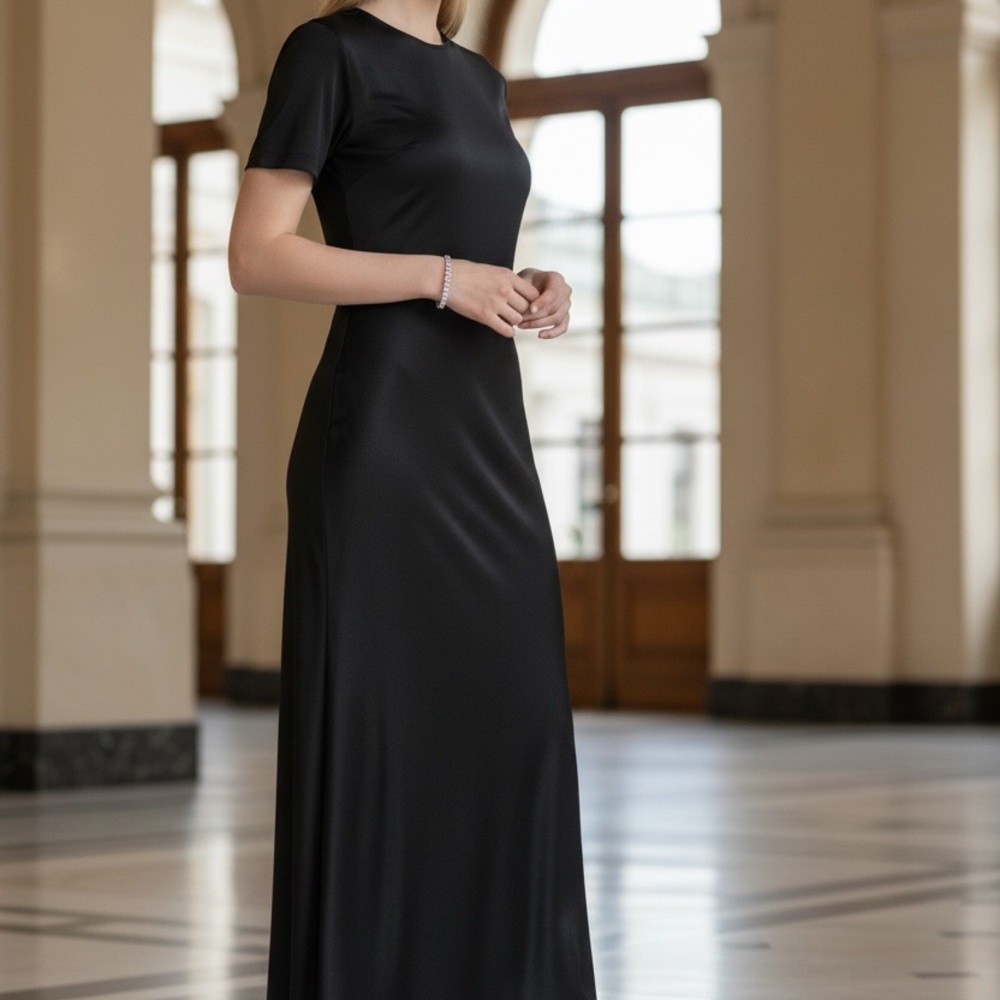 Elegant Black Low Wedge w/ Rhinestones - Picture 3 of 6